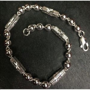 .925 Sterling Silver Handmade Ball & Bar Bracelet